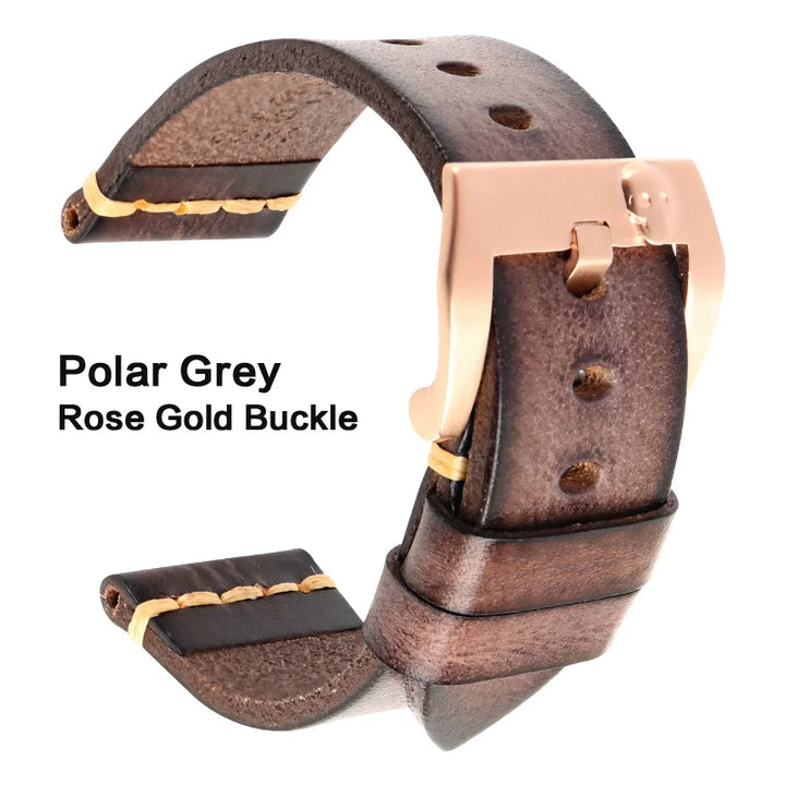 MAIKES Handmade Italian Leather Watch Strap – 18–24mm, Vintage for Panerai, Omega & IWC