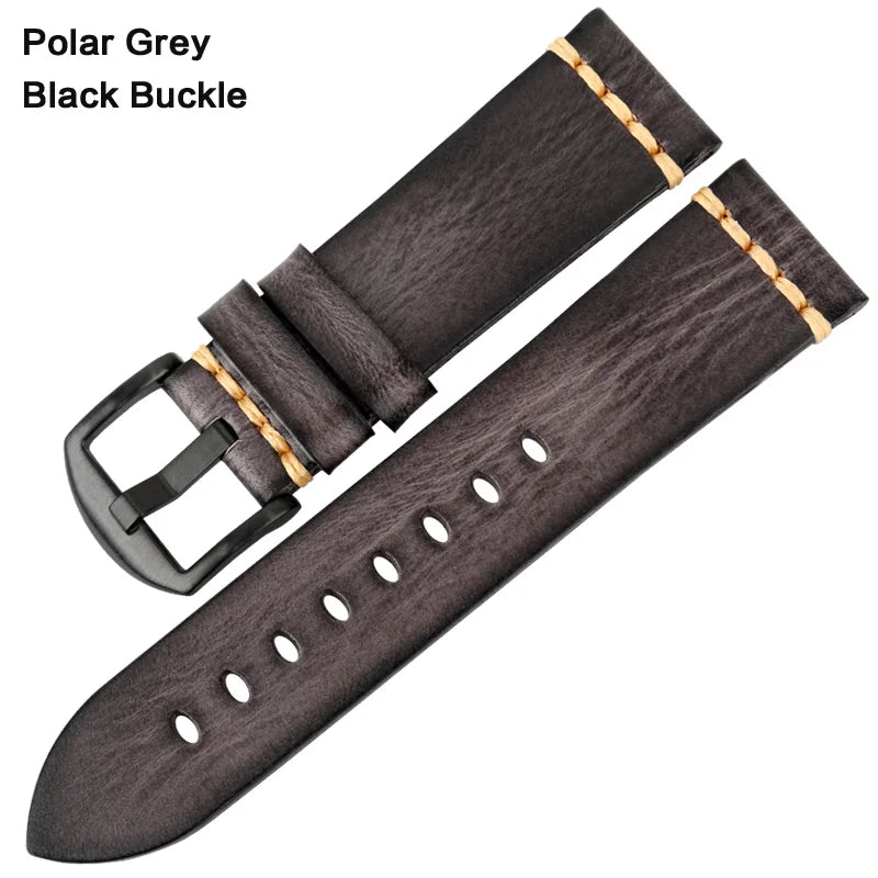 Handmade Vintage Leather Watch Strap 18–24mm – MAIKES