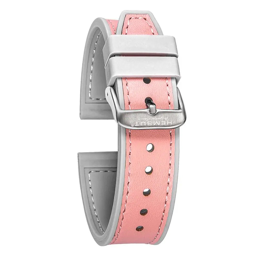 Hemsut Cowhide & Silicone Watch Strap – 18–24mm Waterproof & Breathable