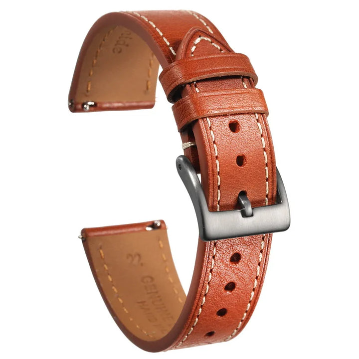 HEMSUT Genuine Cowhide Leather Quick-Release Watch Band (18-22mm)