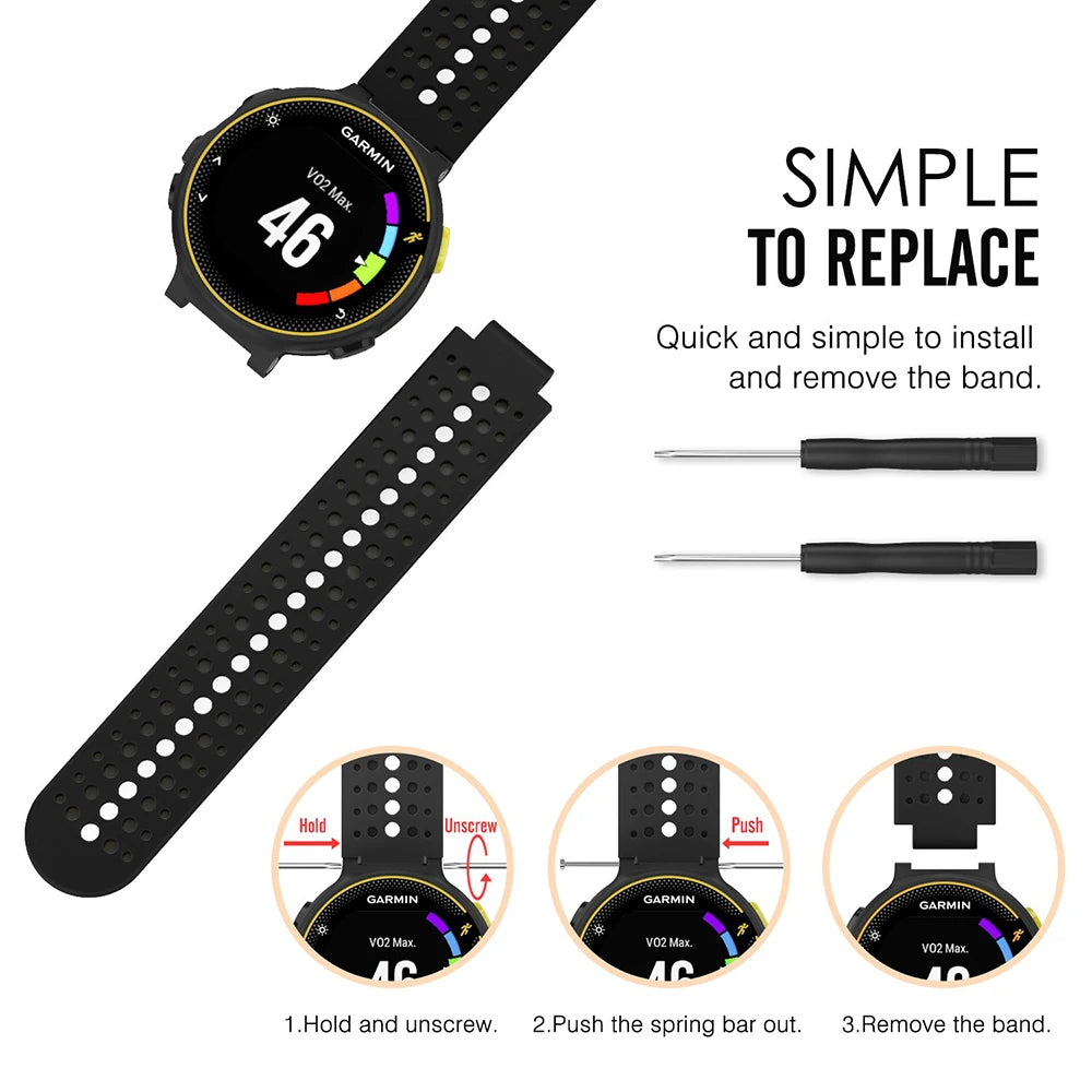 Silicone Watch Strap for Garmin Forerunner Series with Removal Tool