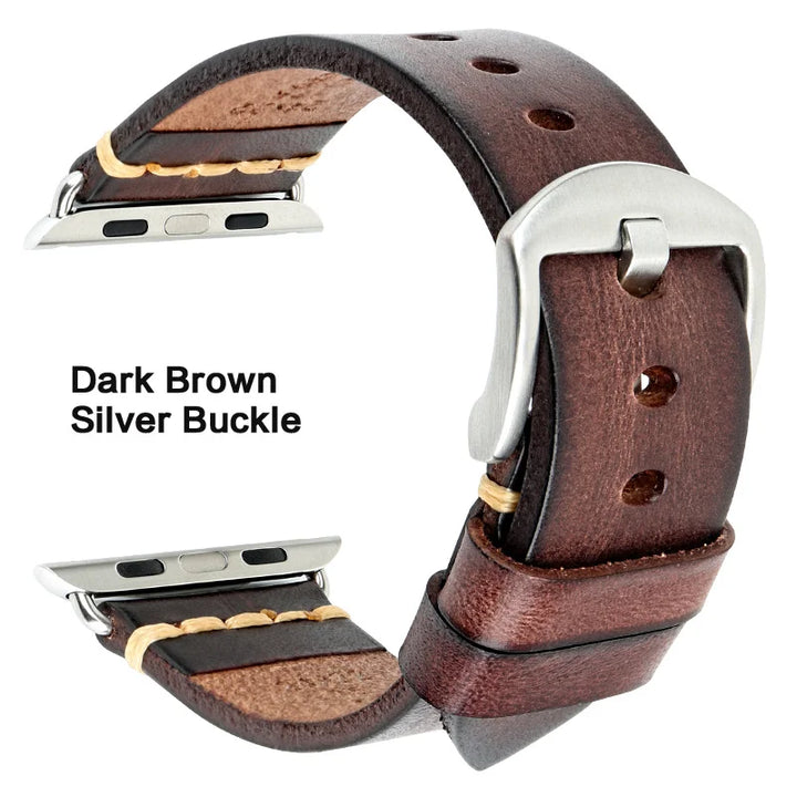 Handmade Leather Strap Watch Band For Apple Watch 45mm 41mm 44mm 42mm 40mm Series 9 8 7 6 SE 5 4 iWatch Bracelet