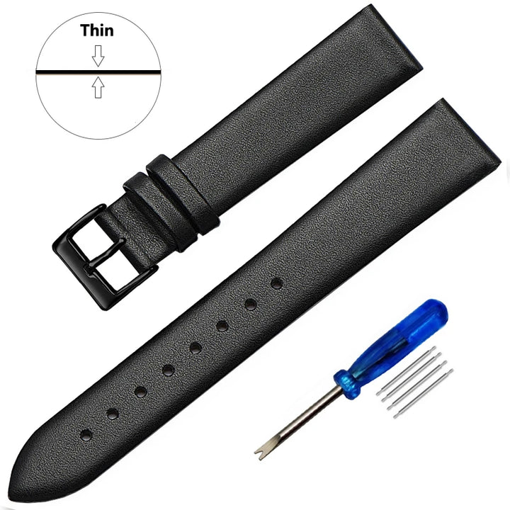 Thin Genuine Leather Watch Strap Band 12–22mm (Watch Band Belt)