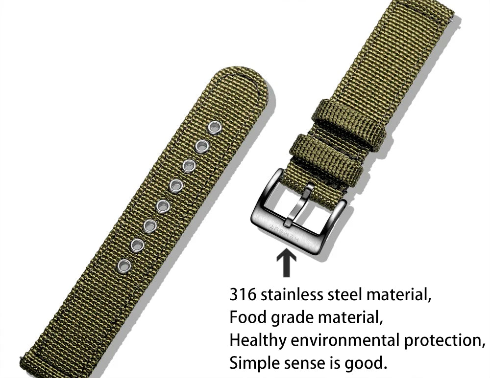 HEMSUT Nylon Quick-Release Military Watch Band (18-24mm)