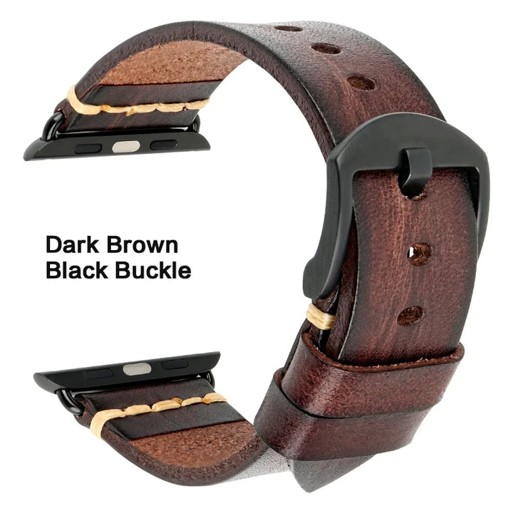 Handmade Leather Strap Watch Band For Apple Watch 45mm 41mm 44mm 42mm 40mm Series 9 8 7 6 SE 5 4 iWatch Bracelet