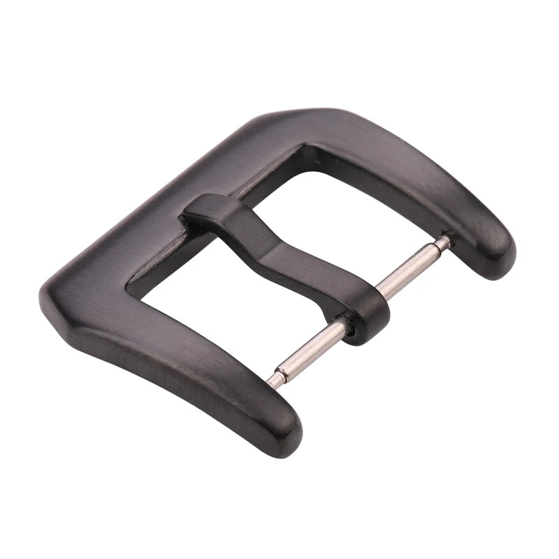 Metal Watch Buckle – 18–24mm, 316L Stainless Steel, Silver/Black
