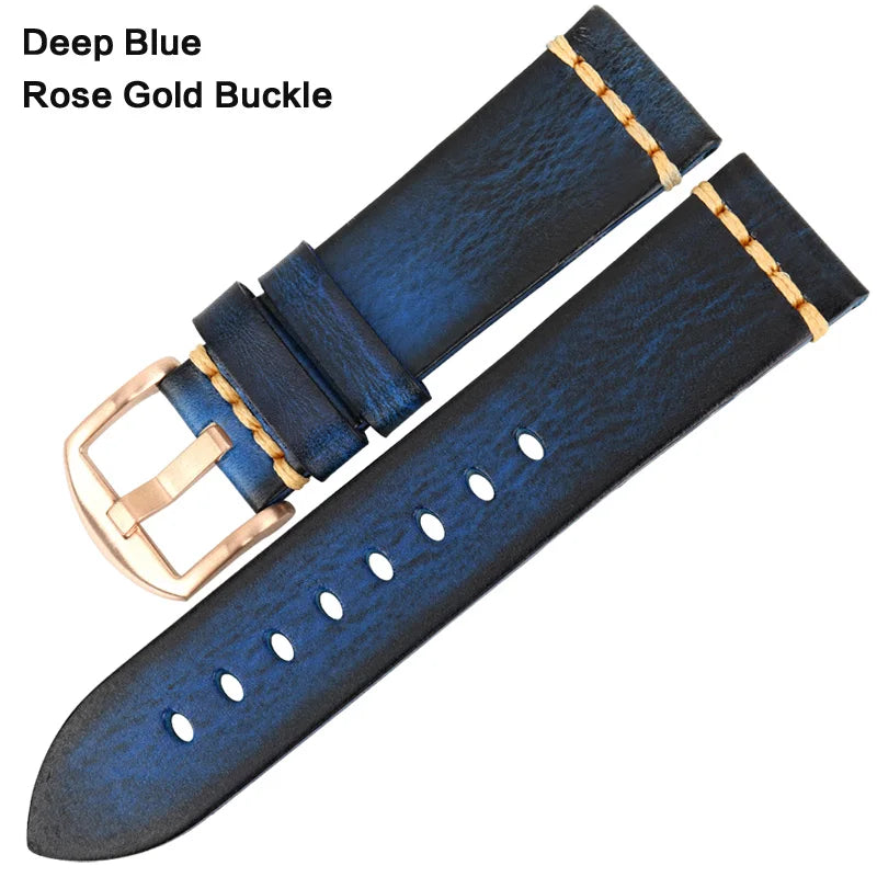 Handmade Vintage Leather Watch Strap 18–24mm – MAIKES