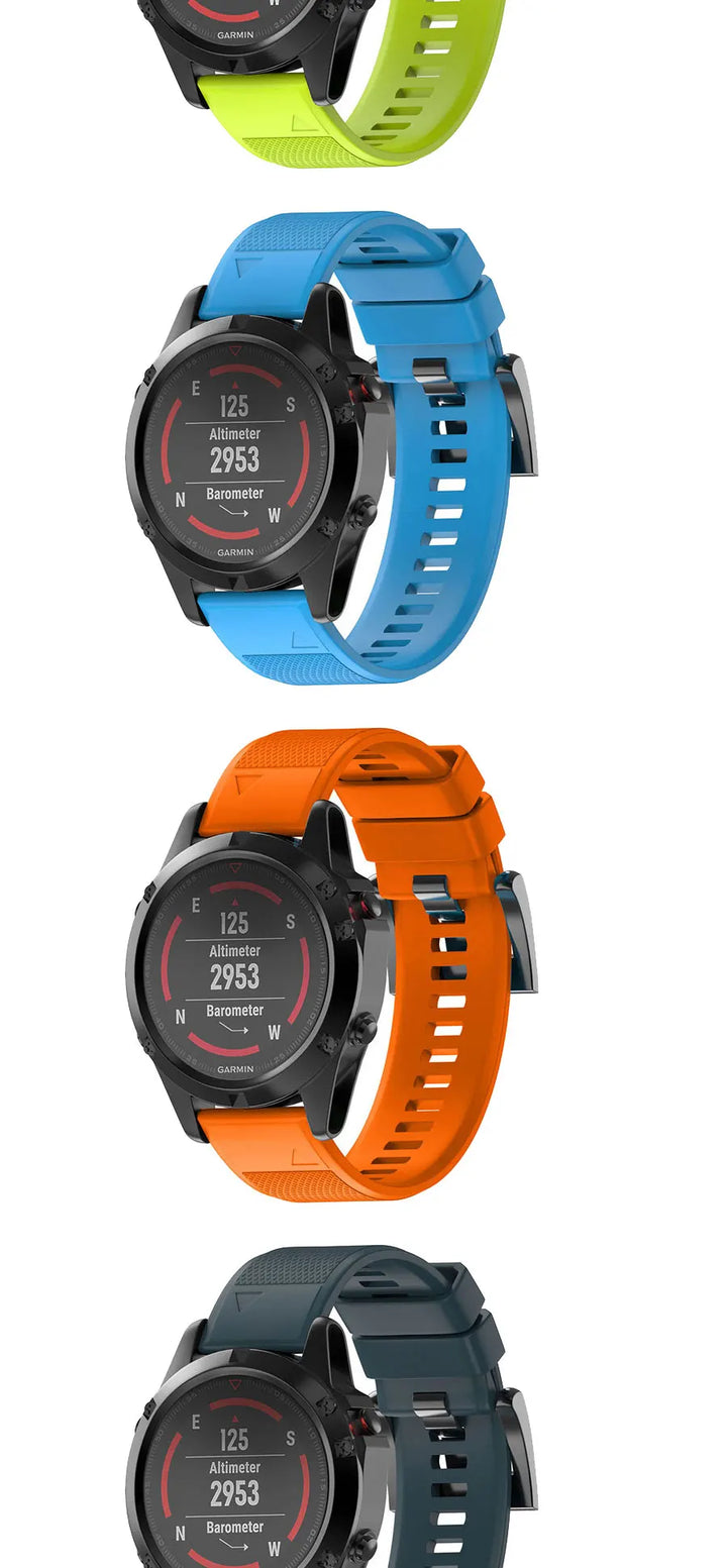 Garmin Fenix Silicone Strap – 20/22/26mm QuickFit for Fenix 5–8 Series