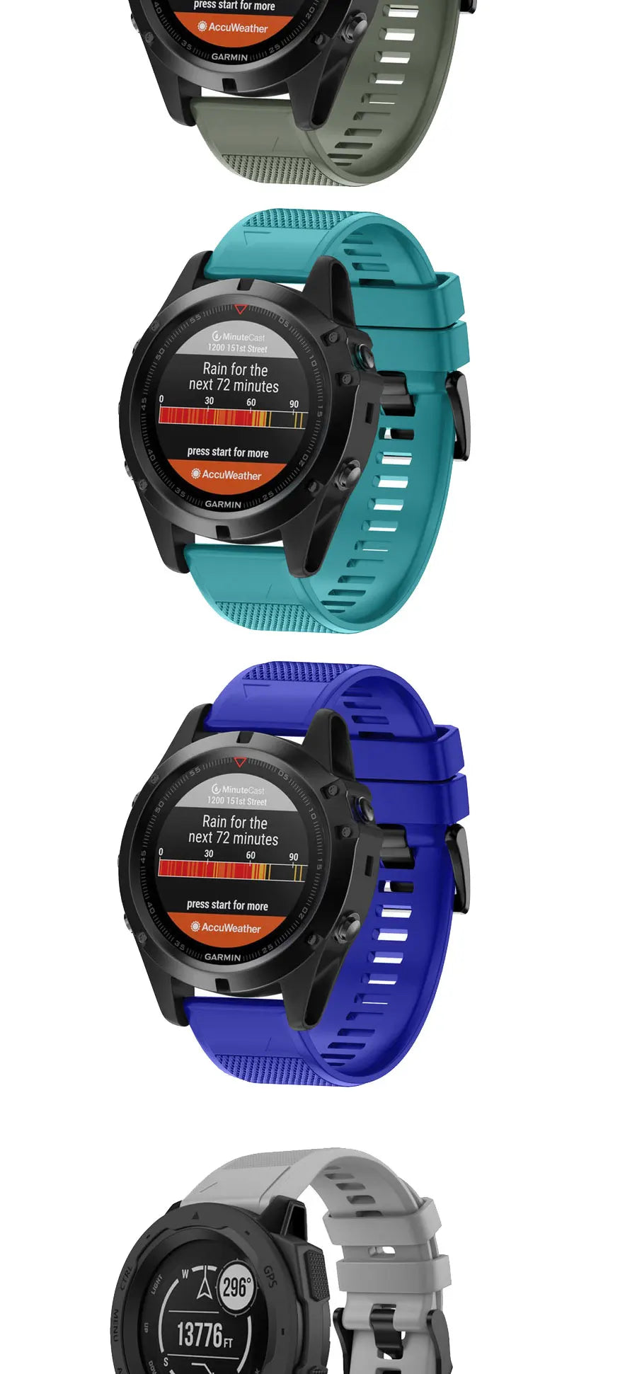 Garmin Fenix Silicone Strap – 20/22/26mm QuickFit for Fenix 5–8 Series
