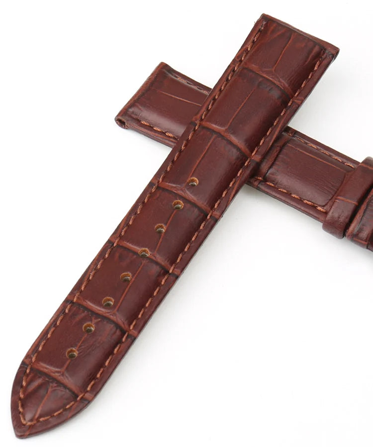 MAIKES Genuine Leather Watch Strap – 18/20/22mm, Black Wristband