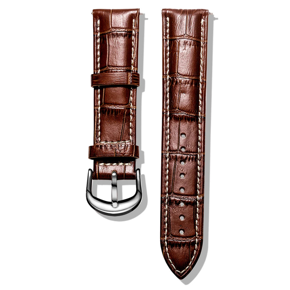 Alligator Embossed Leather Quick-Release Watch Band (16-22mm)