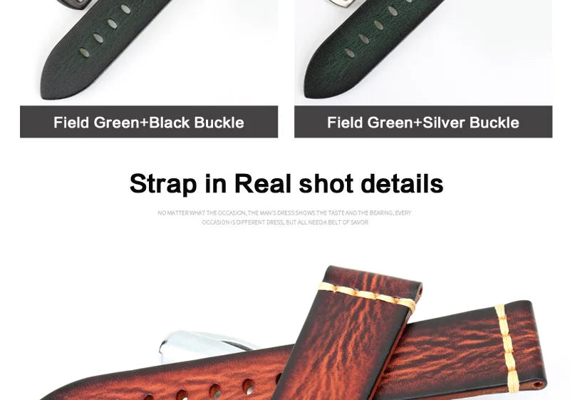 Handmade Vintage Leather Watch Strap 18–24mm – MAIKES
