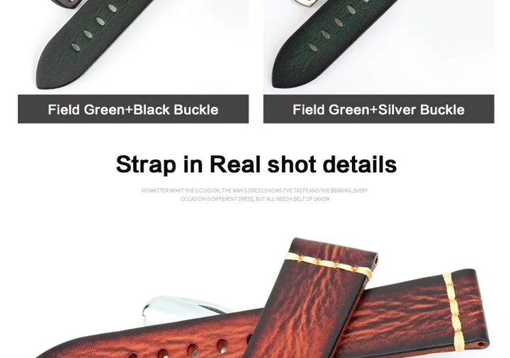 Handmade Vintage Leather Watch Strap 18–24mm – MAIKES