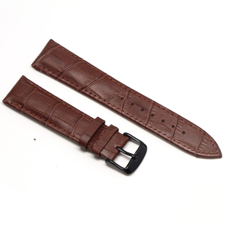 Genuine Leather Watch Strap with Steel & Butterfly Buckle (18-20mm)