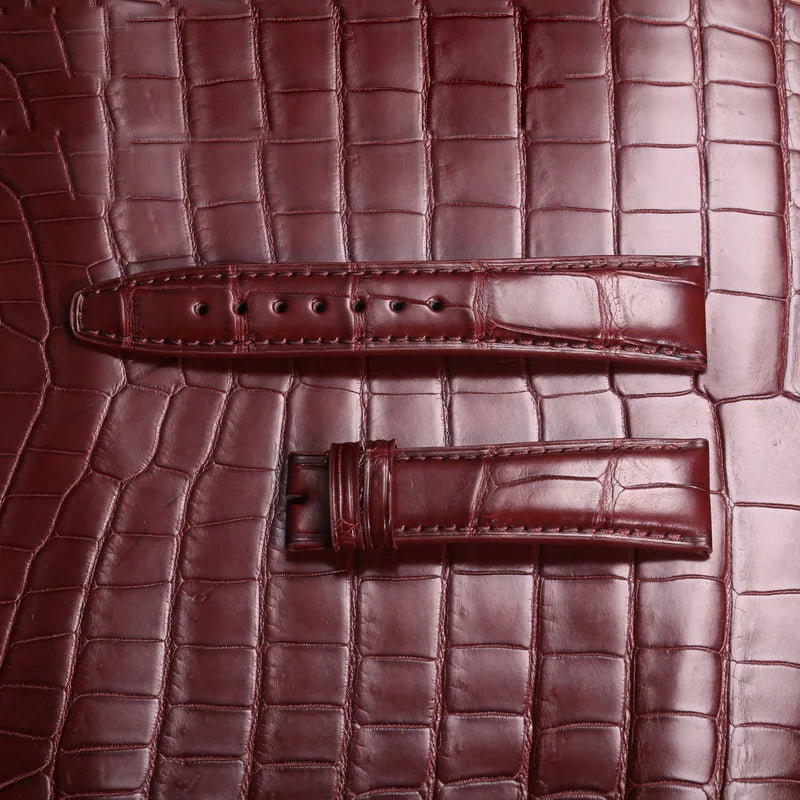 Crocodile Leather Watch bands For IWC Portugues Pilot Black Alligator Grain Bracelet Replacement Wrist Strap 20mm 21mm 22mm