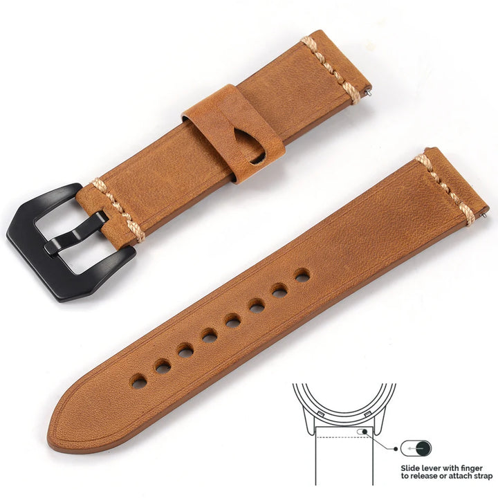 Men’s Genuine Leather Watch Band 22–24mm (Top Grain, High Quality)