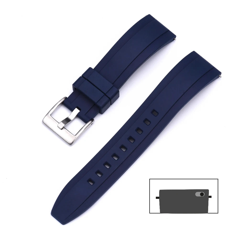 Premium Grade Vulcanized FKM Rubber Watch Strap 18mm 19mm 20mm 21mm 22mm 23mm 24mm Quick Release Watchbands