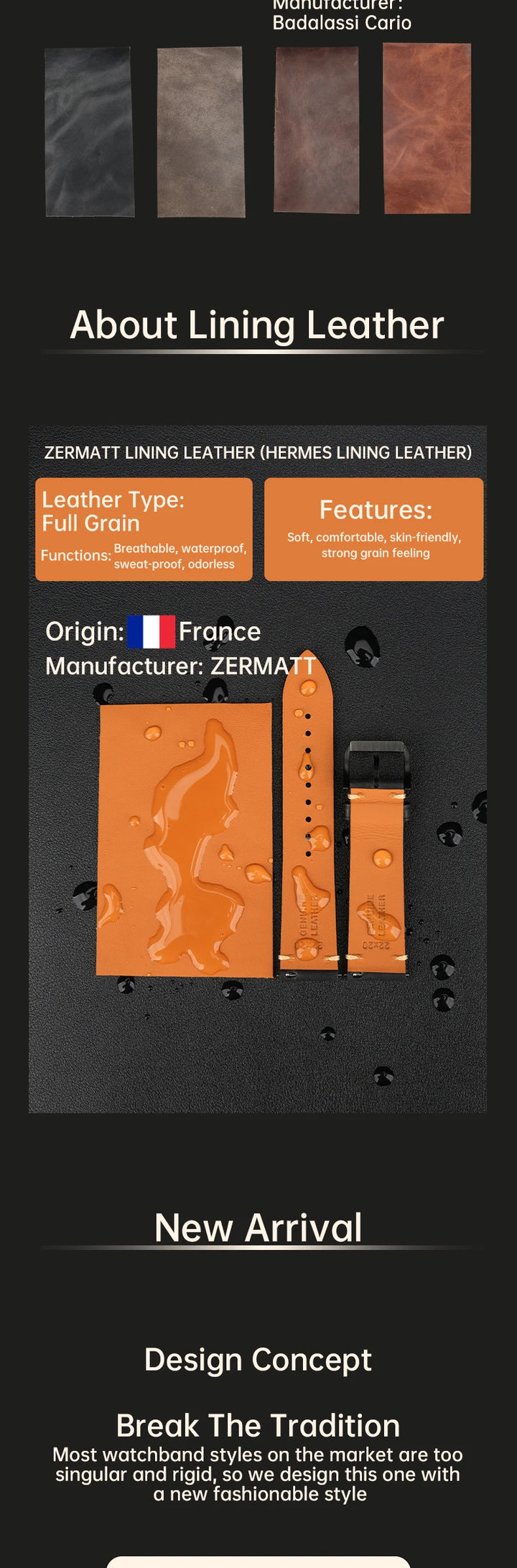 MAIKES Quick Release Watch Band Vegetable Tanned Leather Made in Italy Top Quality Bracelet 20mm 22mm Cow Leather Strap