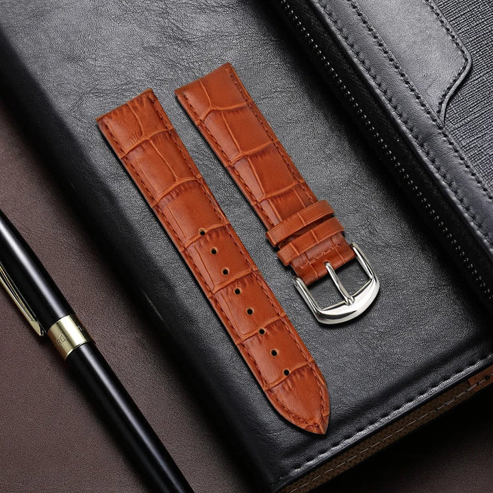MAIKES Genuine Leather Watch Strap – 18/20/22mm, Black Wristband