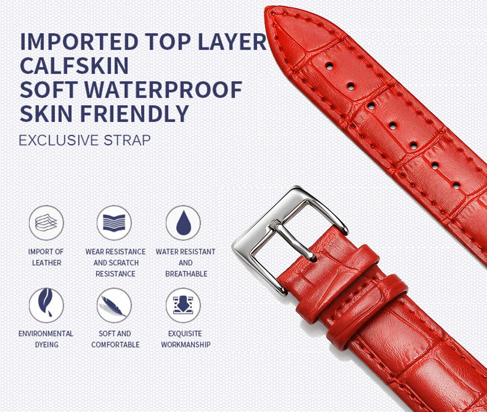 Premium Genuine Leather Watch Strap – 12–24mm with Tool