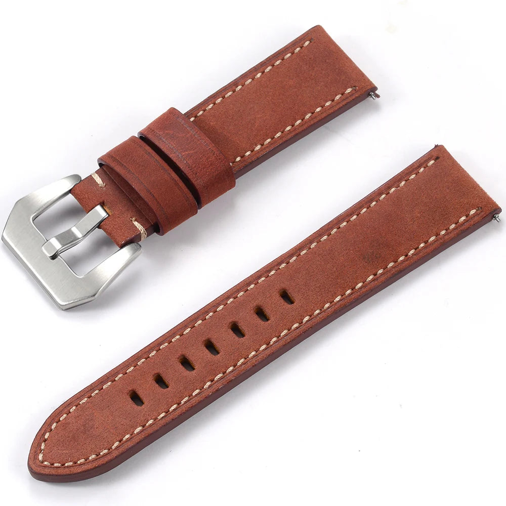 Men’s Genuine Leather Watch Band 22–24mm (Top Grain, High Quality)