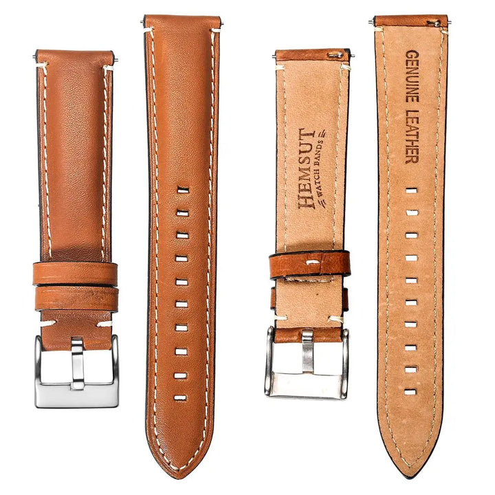 HEMSUT Genuine Cowhide Leather Quick-Release Watch Strap (18-24mm)