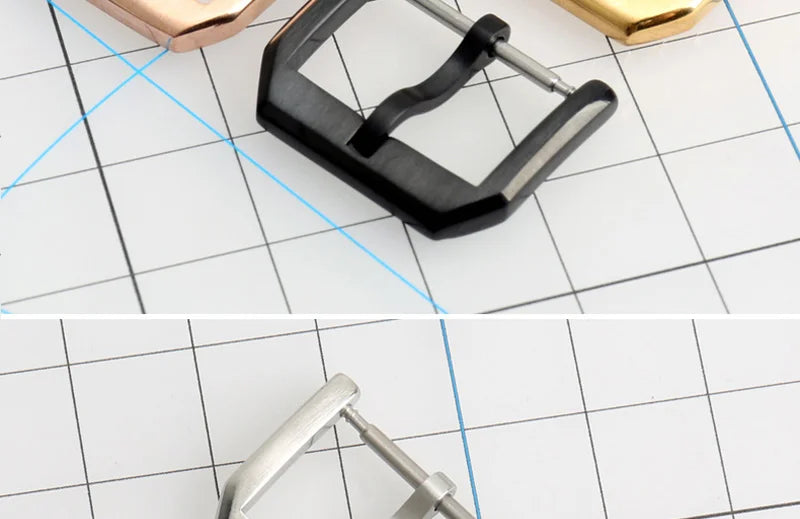 MAIKES Stainless Steel Watch Clasp 16mm 18mm 20mm 22mm Black Rose Gold Watch Buckle For Leather Watch Band