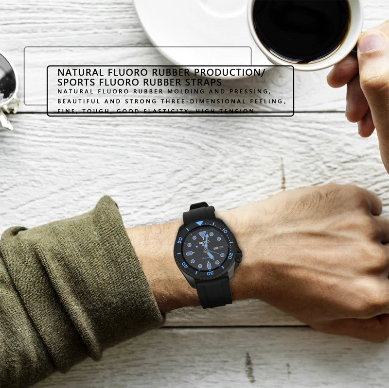 Top Fluoro Rubber Watch Band 20mm 22mm Sport Silicone Watch Strap Quick Release Watchband For HUAWEI GT Casio Citizen Seiko