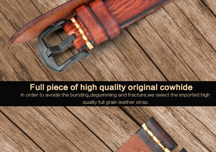 Handmade Vintage Leather Watch Strap 18–24mm – MAIKES