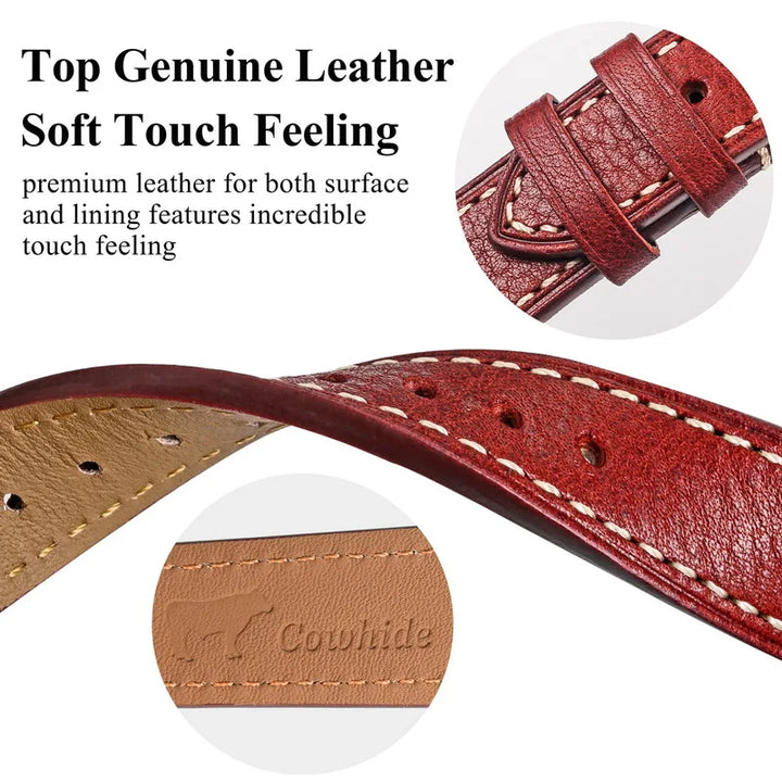 HEMSUT Genuine Cowhide Leather Quick-Release Watch Band (18-22mm)