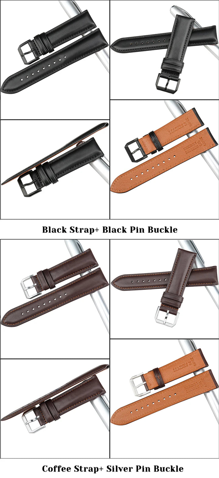 MAIKES luxury Genuine Leather Watch Bands 20mm 22mm 24mm Soft Cowhide Leather Strap Bracelet For Longines Casio DW Watchband