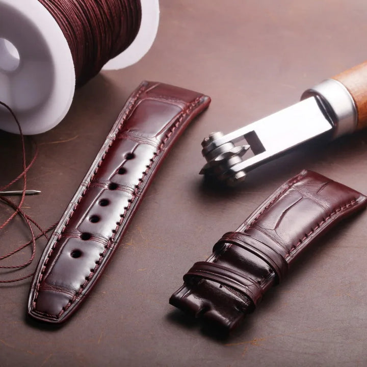 Crocodile Leather Watch bands For IWC Portugues Pilot Black Alligator Grain Bracelet Replacement Wrist Strap 20mm 21mm 22mm