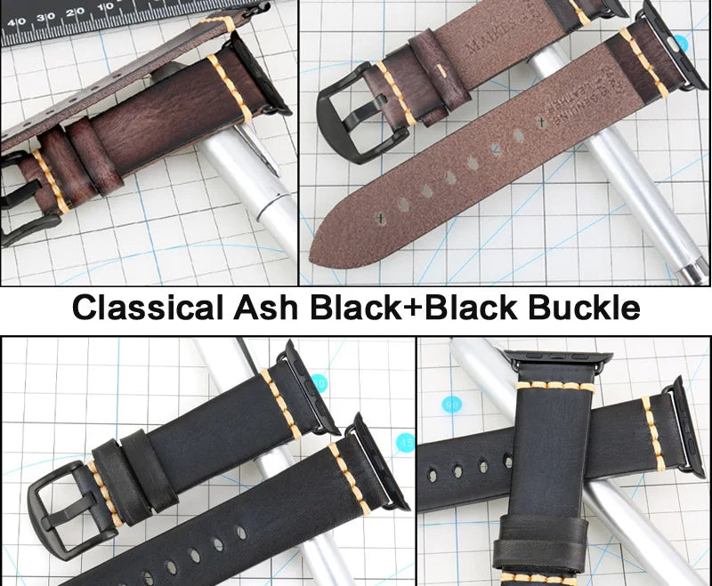 Handmade Leather Strap Watch Band For Apple Watch 45mm 41mm 44mm 42mm 40mm Series 9 8 7 6 SE 5 4 iWatch Bracelet