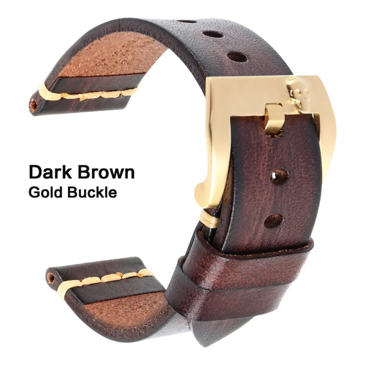 MAIKES Handmade Italian Leather Watch Strap – 18–24mm, Vintage for Panerai, Omega & IWC