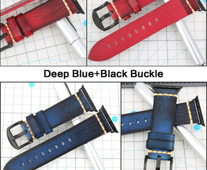 Handmade Leather Strap Watch Band For Apple Watch 45mm 41mm 44mm 42mm 40mm Series 9 8 7 6 SE 5 4 iWatch Bracelet