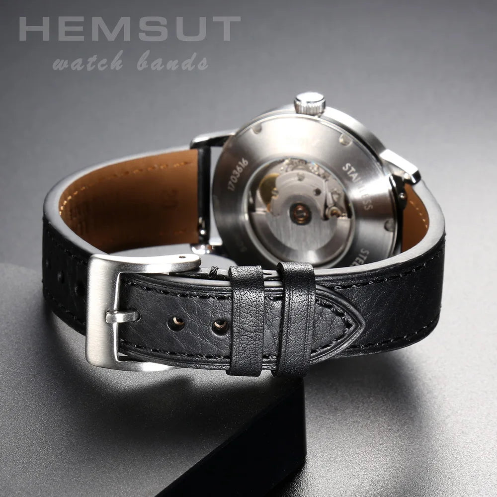 HEMSUT Genuine Cow Leather Quick-Release Watch Band (18-22mm)