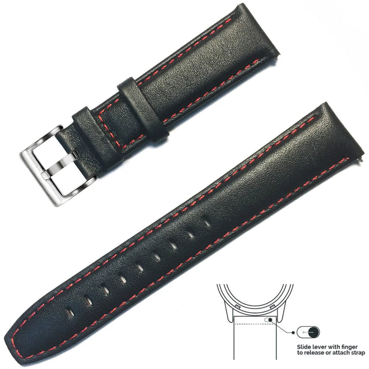 Genuine Leather Quick Release Watch Band 20–22mm for Huawei & Samsung Galaxy 45/46mm