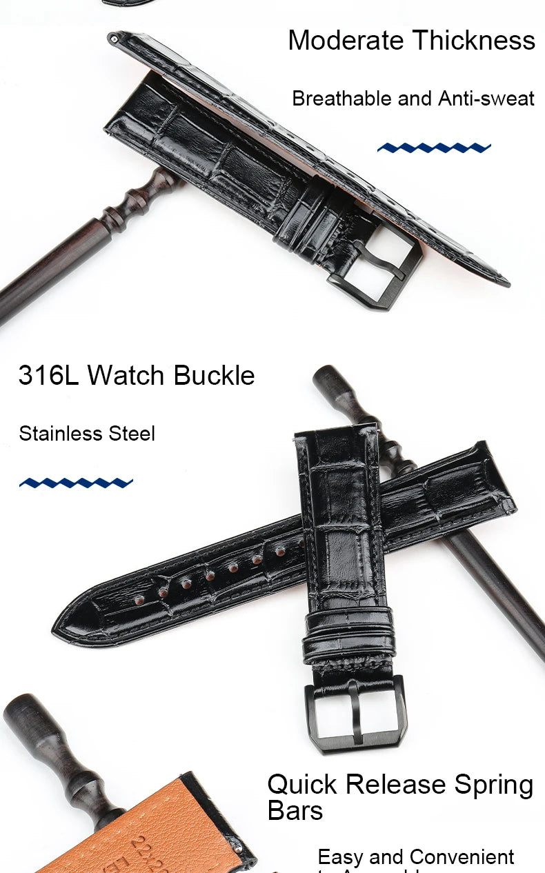 Quick Release Cow Leather Watch Strap 22mm 20mm For Huawei Watch GT 2 Pro Watchbands TISSOT Accessories Watch Band