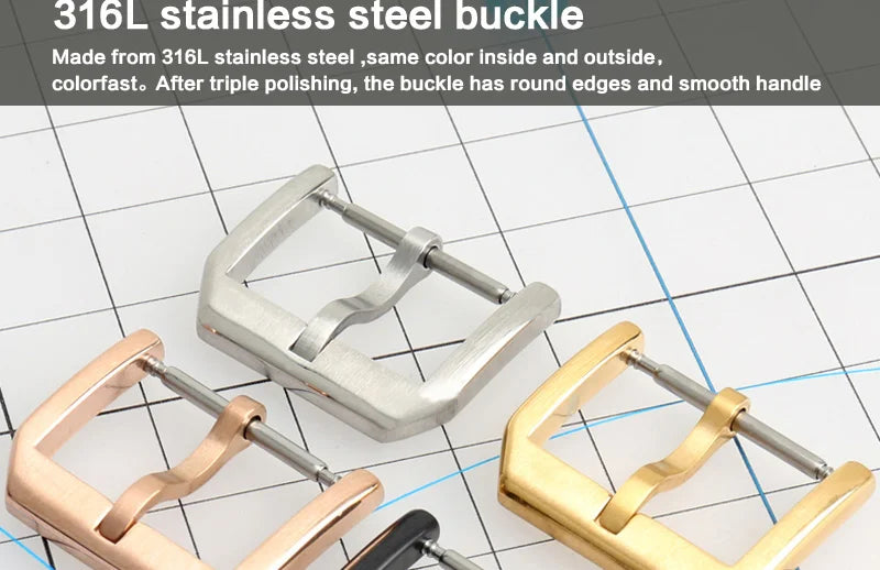 MAIKES Stainless Steel Watch Clasp 16mm 18mm 20mm 22mm Black Rose Gold Watch Buckle For Leather Watch Band