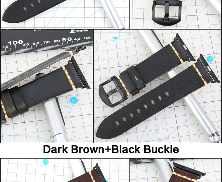 Handmade Leather Strap Watch Band For Apple Watch 45mm 41mm 44mm 42mm 40mm Series 9 8 7 6 SE 5 4 iWatch Bracelet