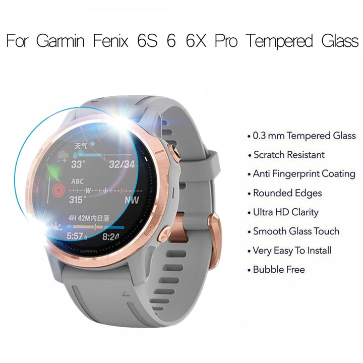 3pcs Ultra Clear Tempered Glass Screen Protector for Garmin Fenix 5/6 Series