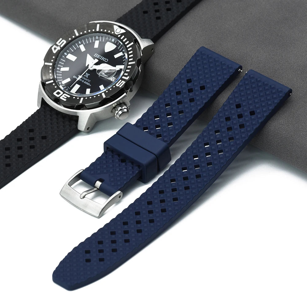 Quick Release FKM Fluorine Rubber Watch Strap – Waterproof 20/22mm