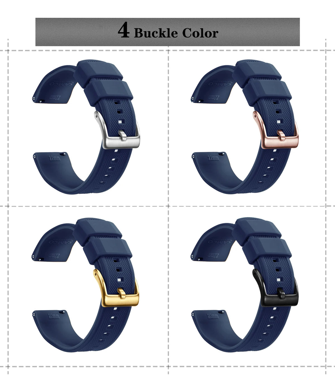 Premium Silicone Rubber Watch Band 18–22mm (Quick Release)
