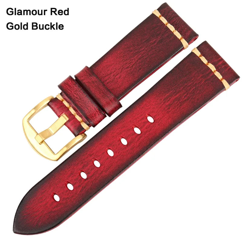 Handmade Vintage Leather Watch Strap 18–24mm – MAIKES