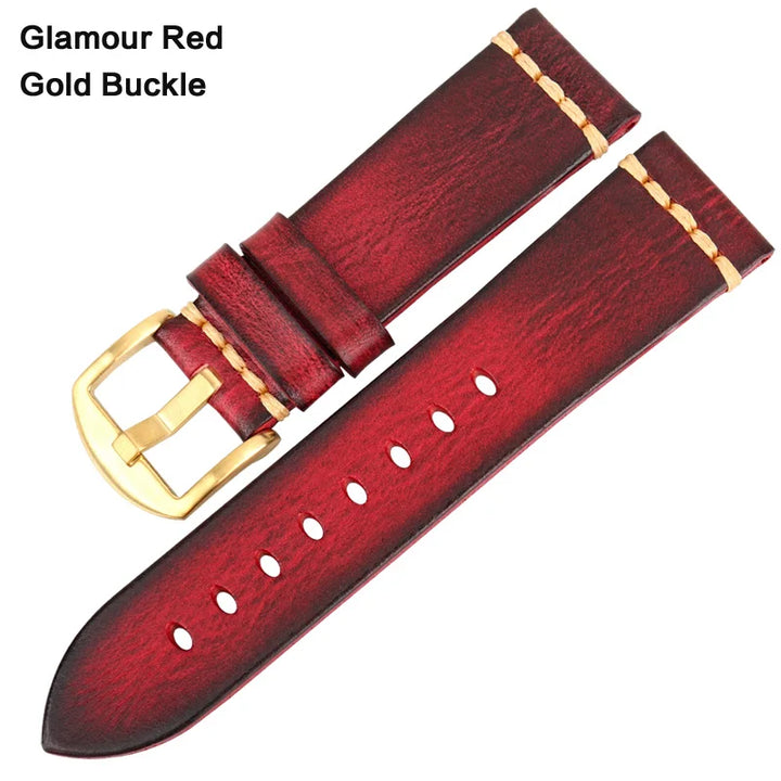 Handmade Vintage Leather Watch Strap 18–24mm – MAIKES