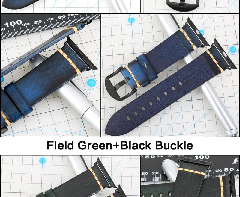 Handmade Leather Strap Watch Band For Apple Watch 45mm 41mm 44mm 42mm 40mm Series 9 8 7 6 SE 5 4 iWatch Bracelet