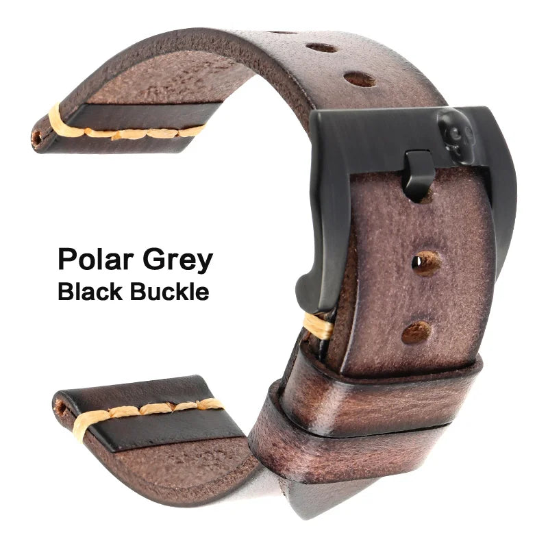 MAIKES Handmade Italian Leather Watch Strap – 18–24mm, Vintage for Panerai, Omega & IWC