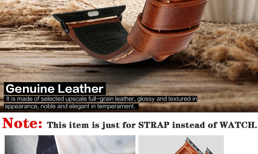Vintage Cow Leather Apple Watch Strap – 40-45mm for Series 4-9 & SE