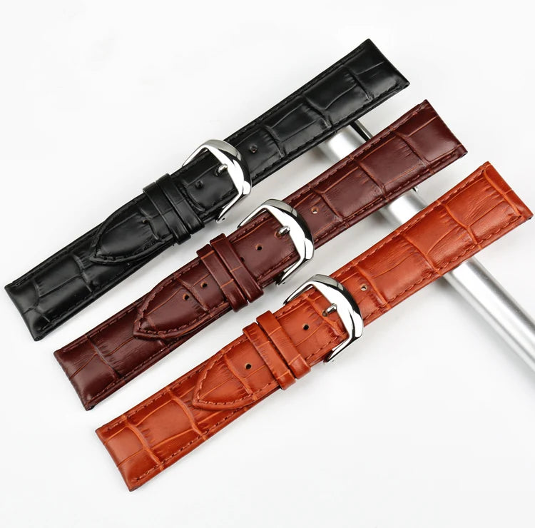 MAIKES Genuine Leather Watch Strap – 18/20/22mm, Black Wristband