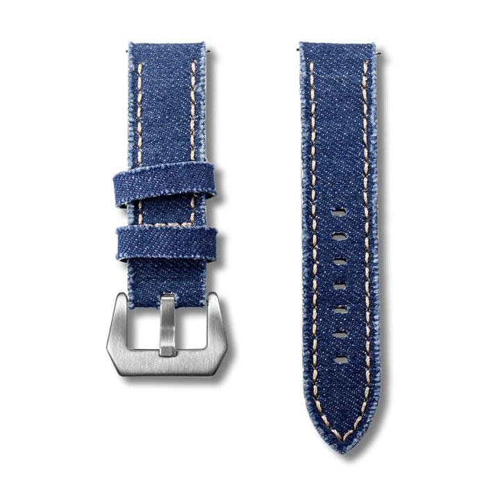 Hemsut Denim Canvas Watch Strap – 20–24mm Quick-Release Khaki, Steel Buckle
